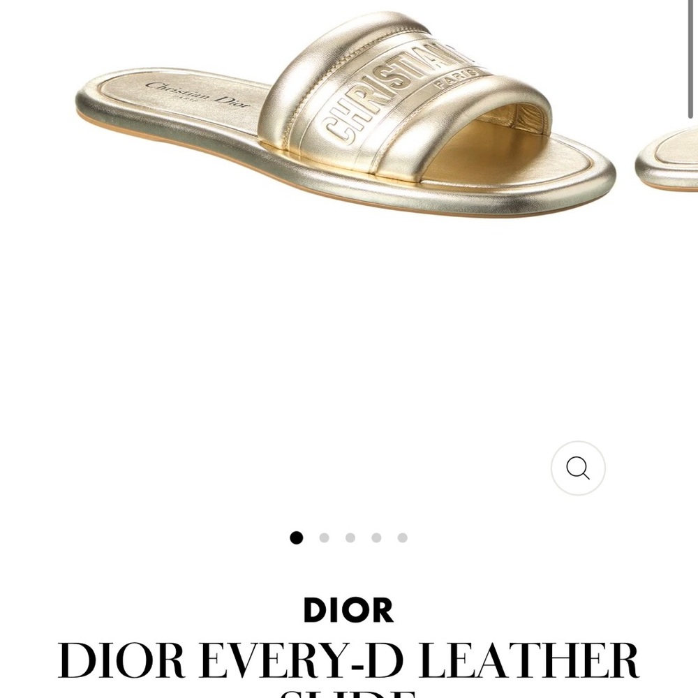 Dior Gold Logo Print D Way Slides Size 40